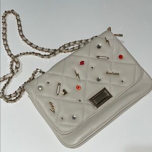 Aldo Cream Embellished Crossbody Bag